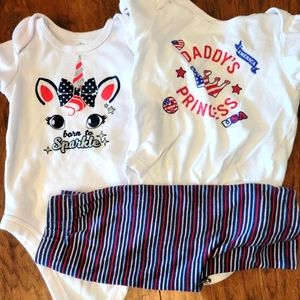 3pc Red white and blue outfits. 3-6m